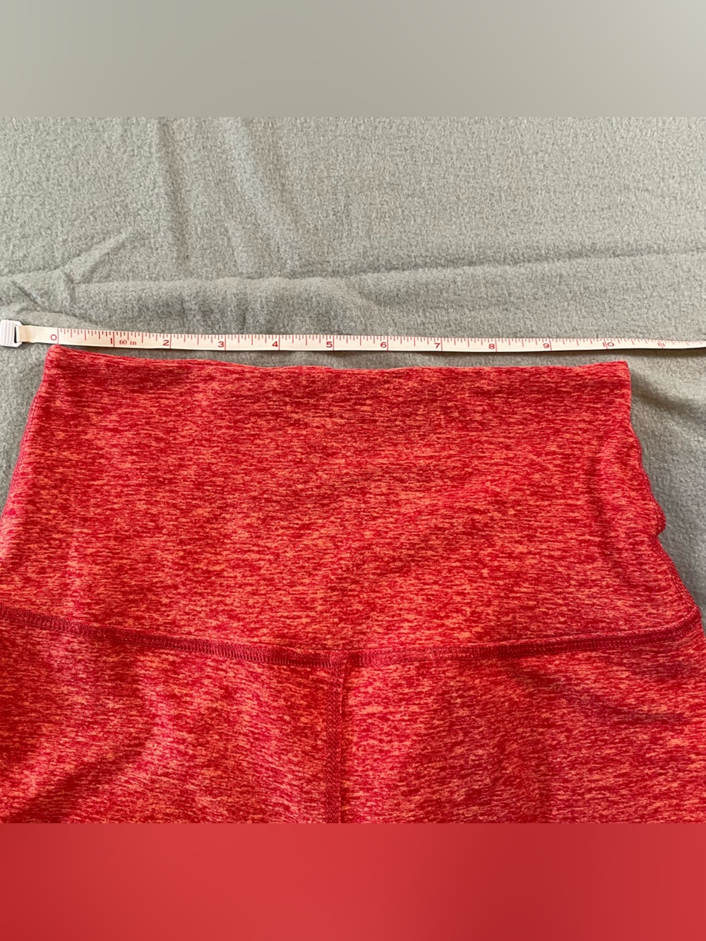 Beyond Yoga Spacedyed Heathered Red/Orange High-Waist Bike Shorts - Picture 5 of 5